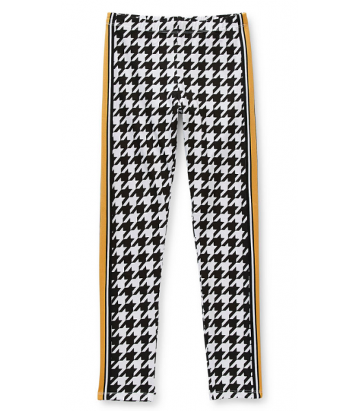 Thereabout Black/White Houndstooth With Gold Side Stripe Leggings